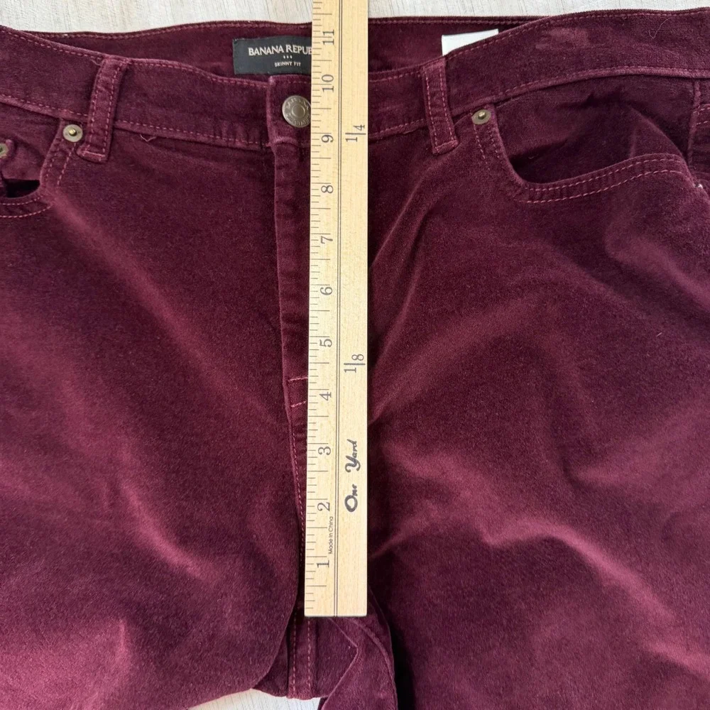 Banana Republic Womens 31/12R Burgundy Velvet Skinny Fit Pants Stretch Holiday
